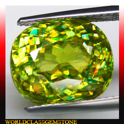 53CT EXTREME YELLOWISH GREEN SPHENE MULTI5A OVALRARE  