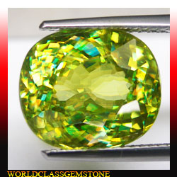 53CT EXTREME YELLOWISH GREEN SPHENE MULTI5A OVALRARE  